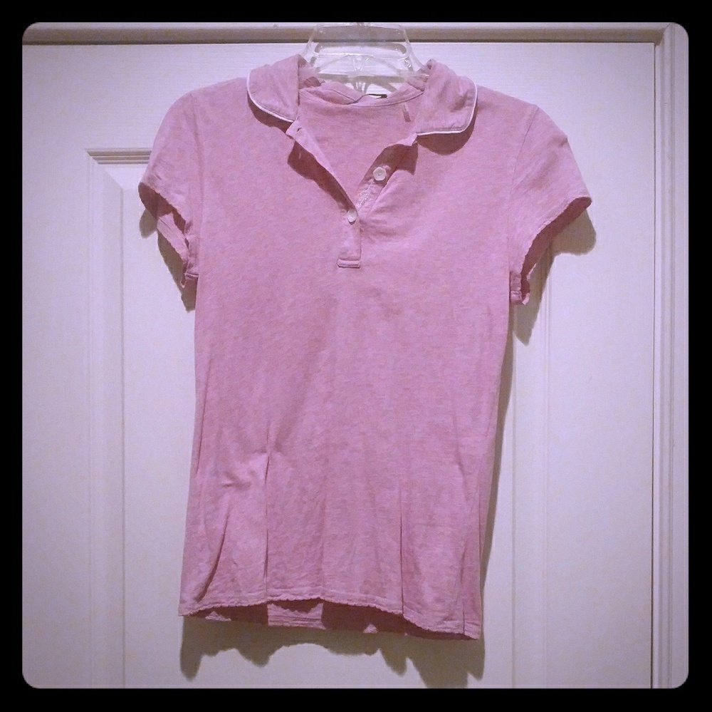 Cute T21 Pink Embroidered Cotton Polo! L